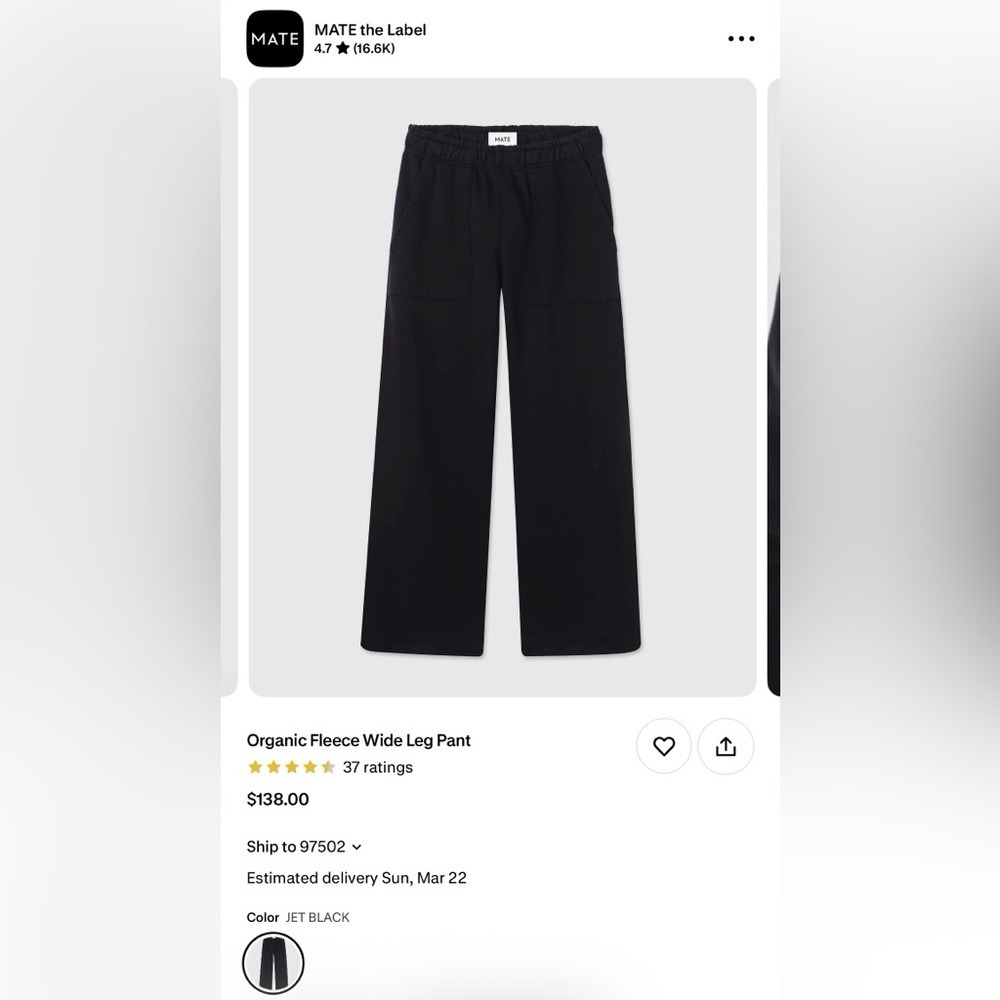 Mate the label brand - Black Wide Leg Pants L - Picture 4 of 9